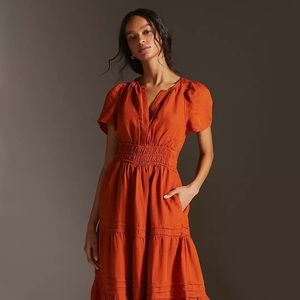 Anthropologie Somerset Maxi Dress in Red Linen